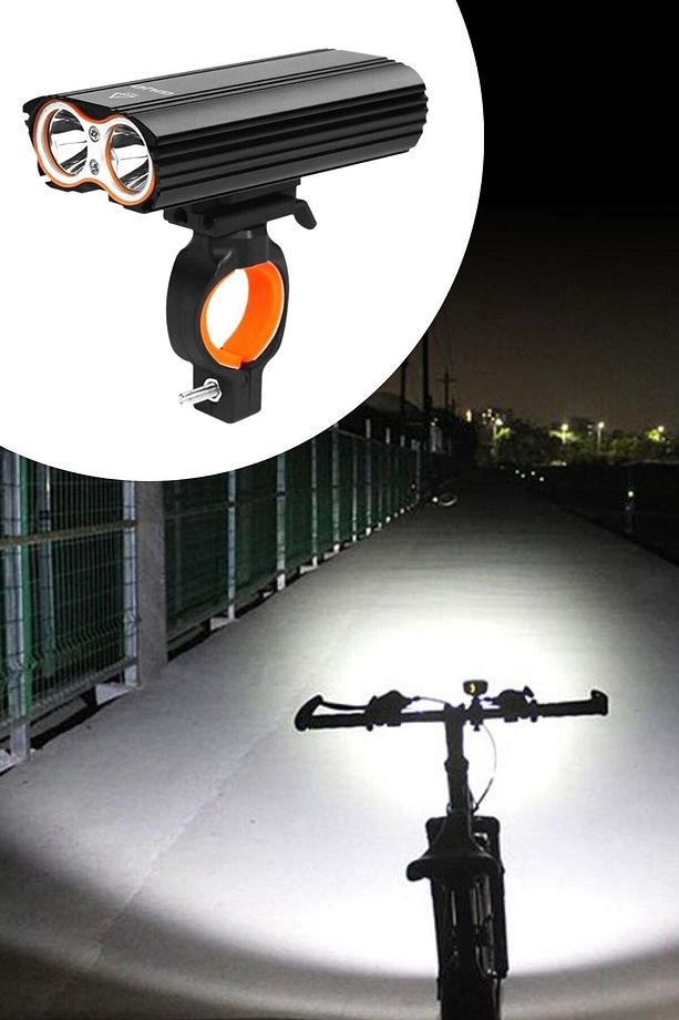 ® Şarj Göstergeli Uzun Menzil Su Geçirmez LED Bisiklet Feneri 1600 Lumen - 1