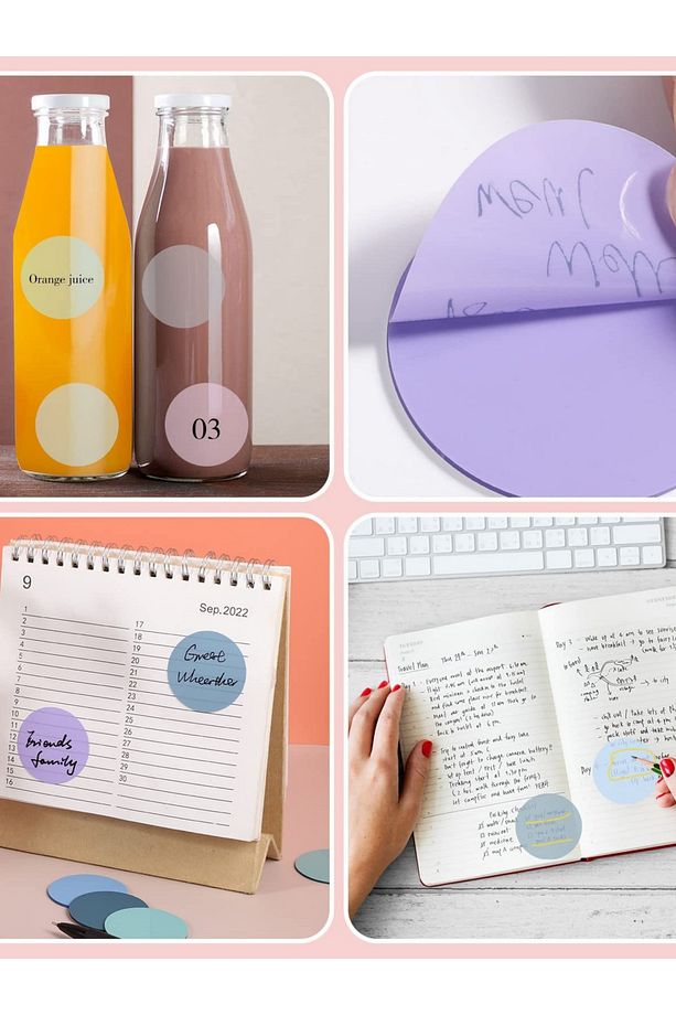Şeffaf Renkli Postit Yapışkan Post-İt Not Kağıdı Dairenot 5li Set-2 Soft Renkler - 9