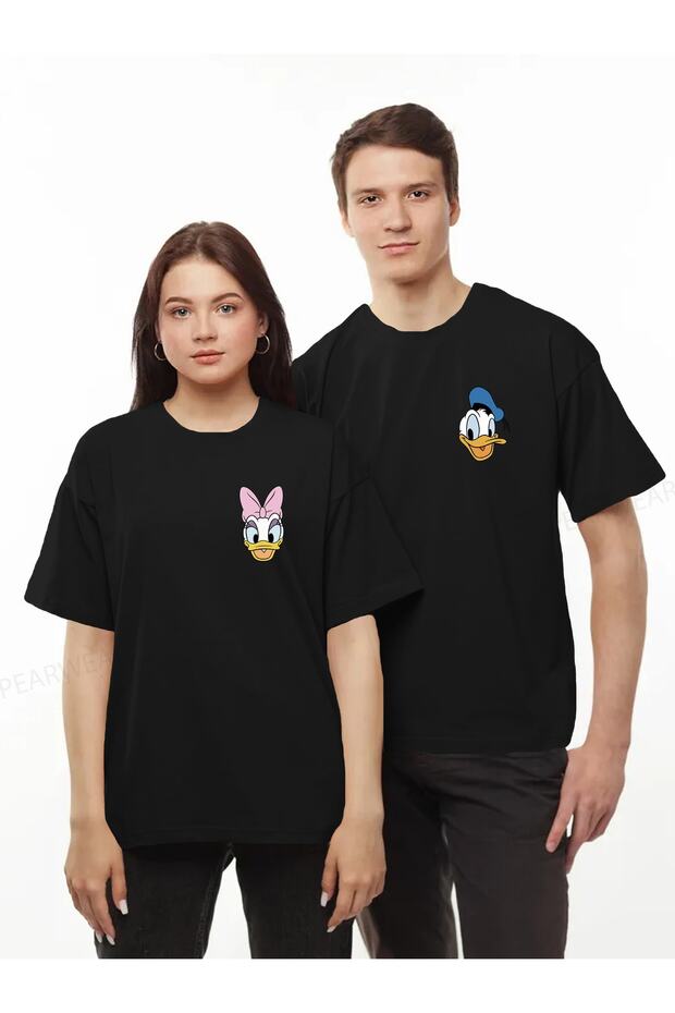 Daffy Daisy Duck Printed Couple T-Shirt Oversize Lover T-Shirt