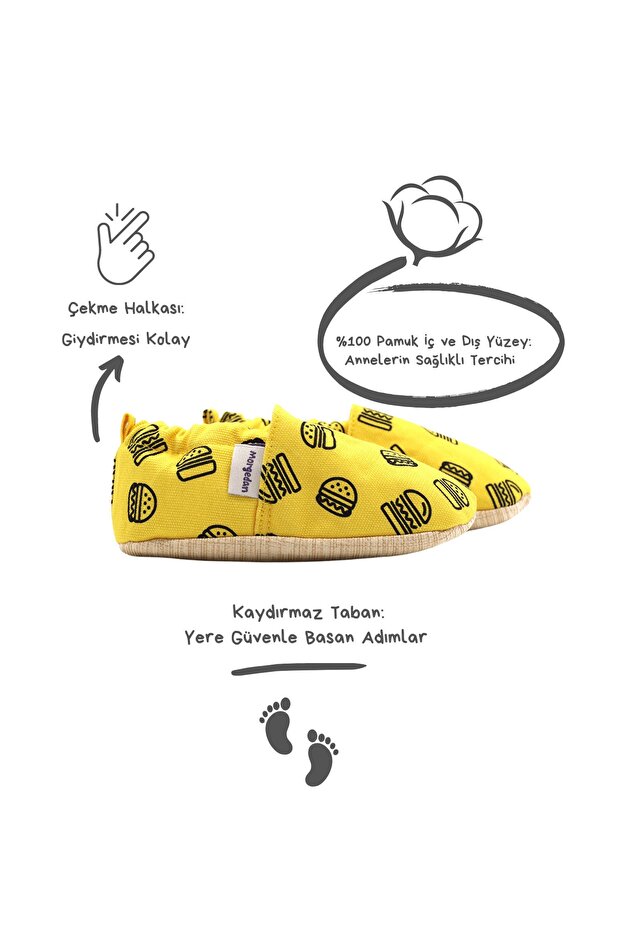 Hamburger Pamuklu Kaydırmaz Ilk Adım Bebek Patik - 4