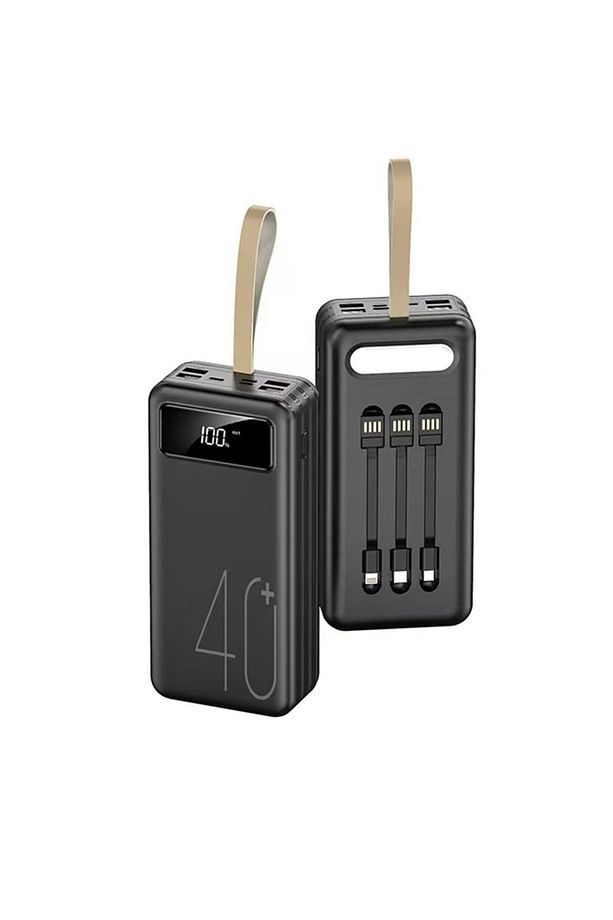 40000MAH 4 USB ÇIKIŞLI POWERBANK TYPE C LİGHTNİNG VE MİKRO USB GİRİŞLİ EL FENERLİ - 1