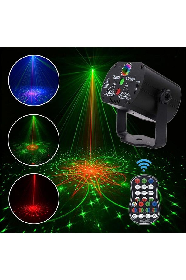 DİSKO LAZER PROJEKTÖR SES KONTROLLÜ RGB LED AYDINLATMALI MİNİ SAHNE PARTİ LAZER EFEKT - 1