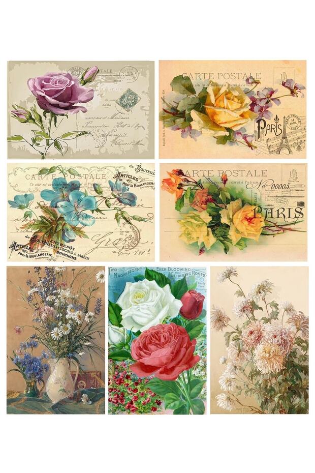Rose Themed Postcard Set (7 pieces of 10x15 cm)