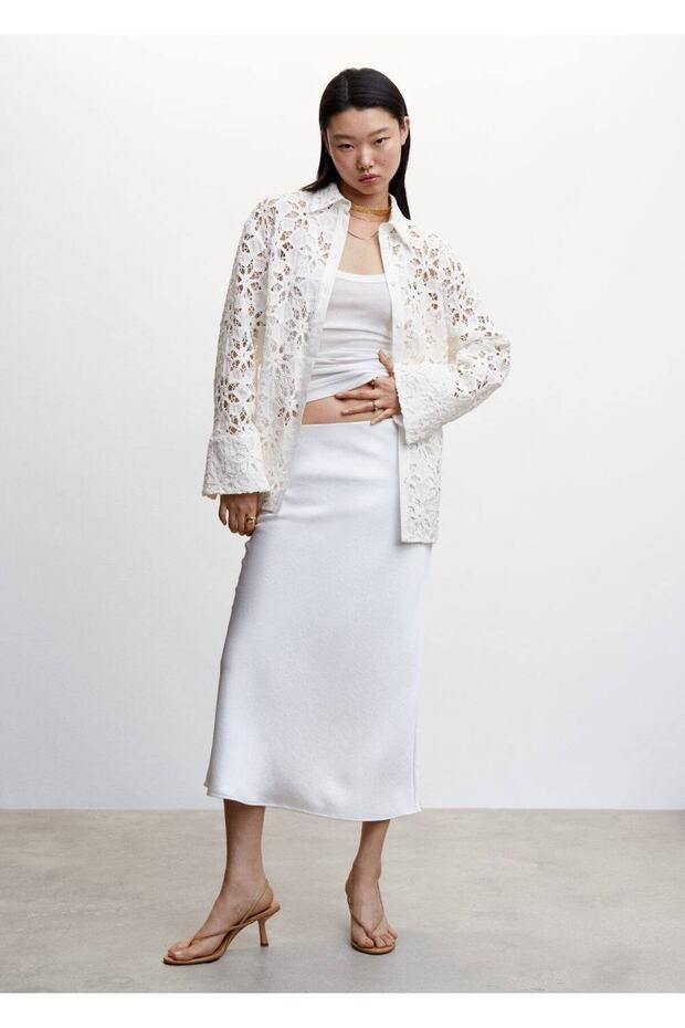 Şerit detaylı güpür gömlek - 2