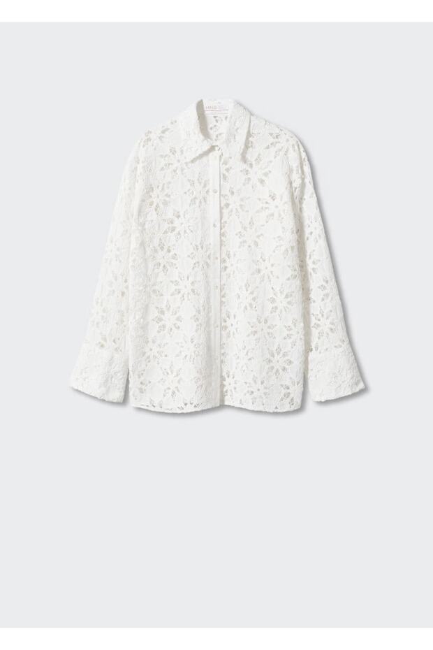 Şerit detaylı güpür gömlek - 3