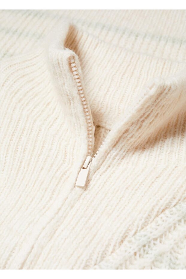 Fermuarlı Çizgili Kazak - 5