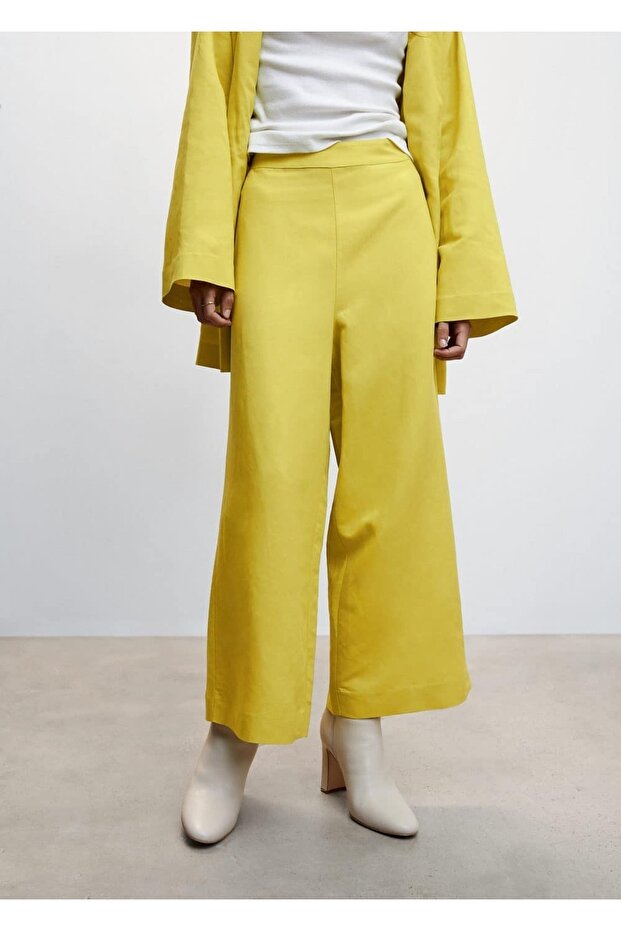 Keten Karışımlı Kısa Paçalı Pantolon - 1