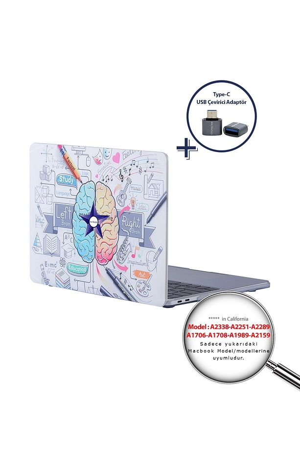 Macbook Pro M1-m2 Kılıf 13inç A1706 A1708 A1989 A2159 A2251 A2289 A2338 Ile Uyumlu Brain - 2