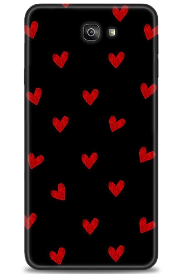 Case for Samsung Galaxy J7 Prime Case Hd Printed Case - Red Hearts + Full Screen Protector