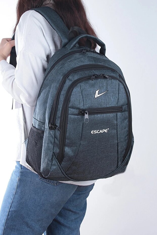 307 Unisex Green Daily Travel Student School Backpack with Laptop Compartment