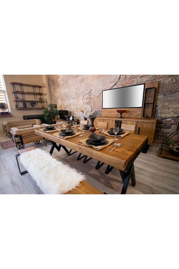 Ntconcept Masif Ağaç Yemek Masası (85CM-185CM MASA-SADECE MASA) - 4