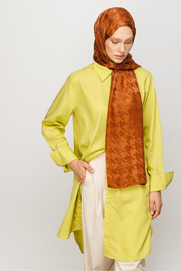 Shiny Jacquard Patterned Houndstooth Shawl - 1