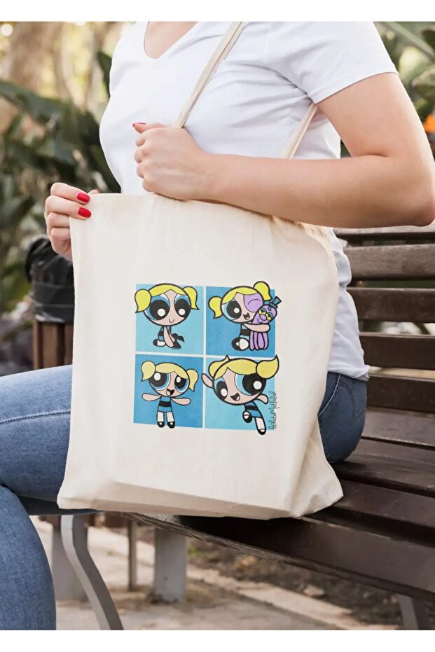 POWERPUFF GIRLS BUBBLES BLUE ENERGY GIFT CLOTH BAG