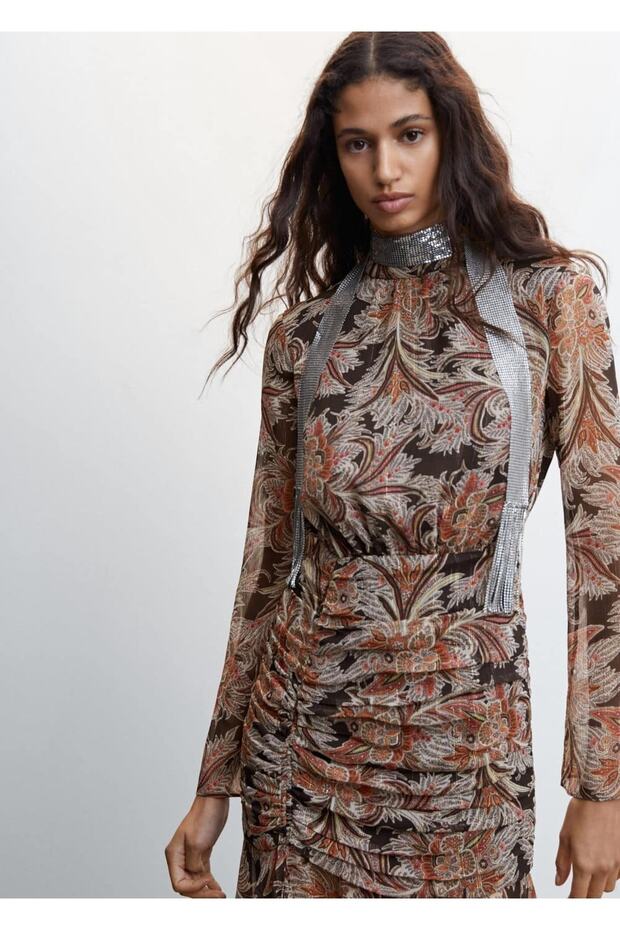 Paisley Desenli Elbise - 1