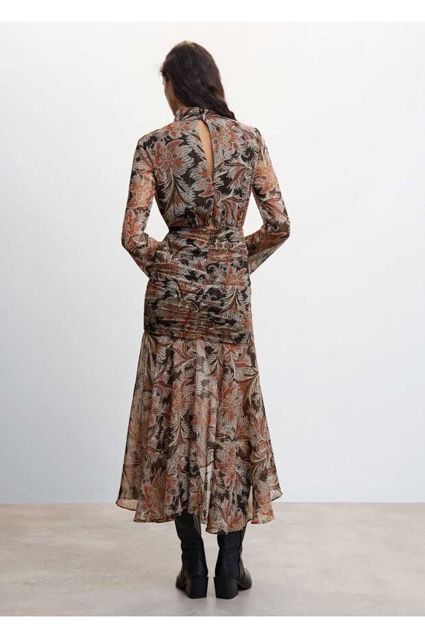 Paisley Desenli Elbise - 4