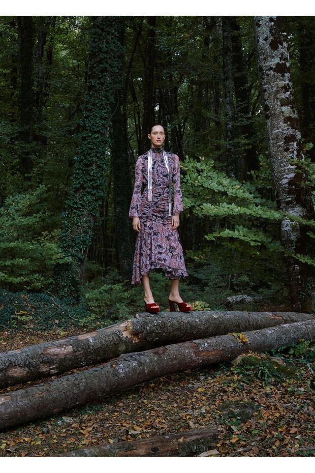 Paisley Desenli Elbise - 6