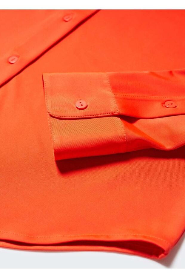 Dökümlü Düğmeli Gömlek - 5