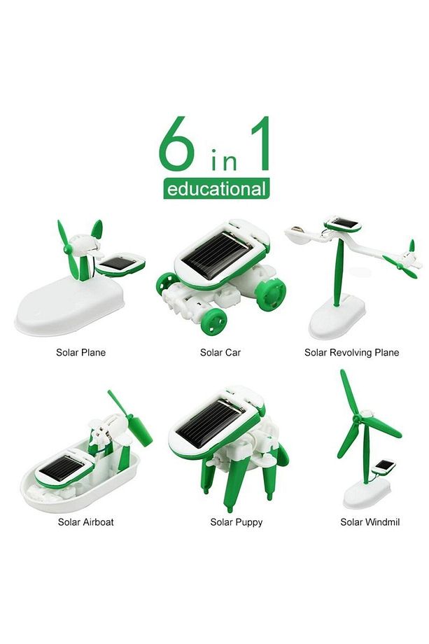 Çocuk Eğlence Güneş Enerjili Robot Oluşturma Seti 6 in 1 Solar Kit - 1