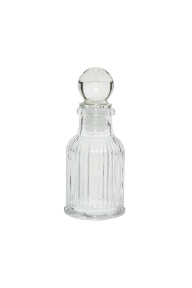 5 Adet 10cm Çizgili Top Kapaklı Cam Şişe 40ml - 2