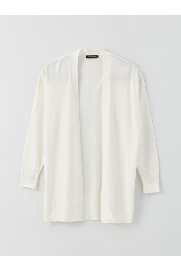 Şal Yaka Düz Uzun Kollu Oversize Kadın Triko Hırka - 6