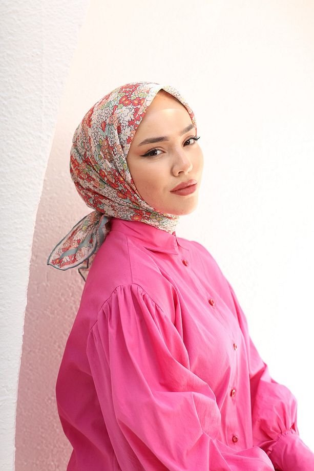 Bahçe Desen Soft Pamuk Eşarp - 3