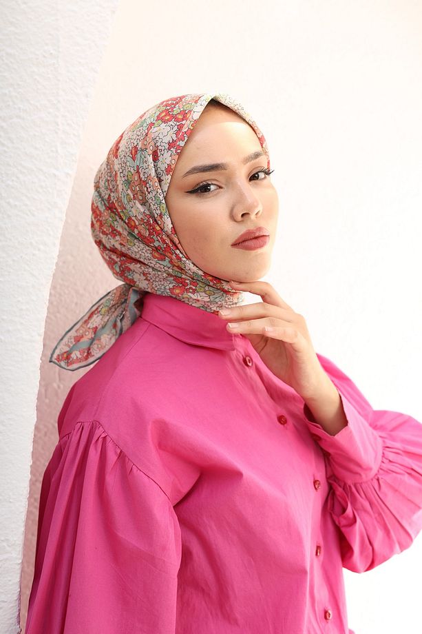 Bahçe Desen Soft Pamuk Eşarp - 4