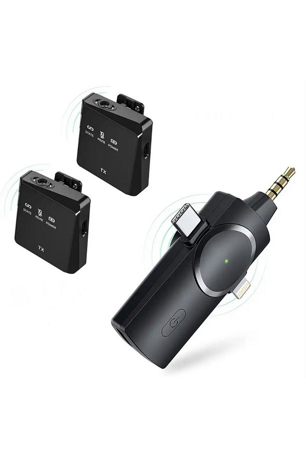 Type-C iPhone Çiftli Kablosuz Yaka Mikrofonu 3in1 Kamera PC Android iOS Uyumlu - 7