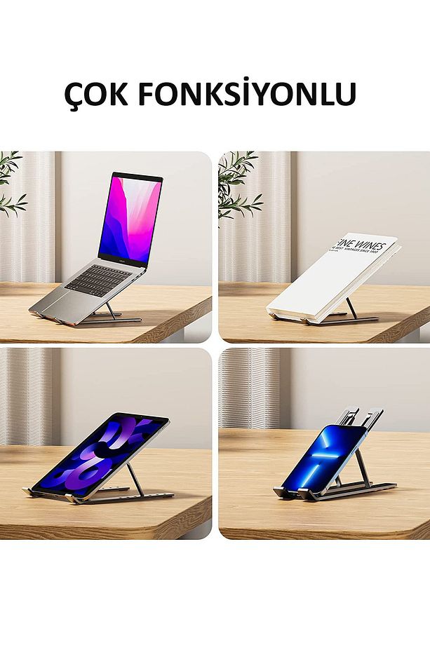 Laptop Yükseltici Stand Ayarlanabilir Macbook Notebook Altlık Metal Dizüstü Bilgisayar Tutucu - 6