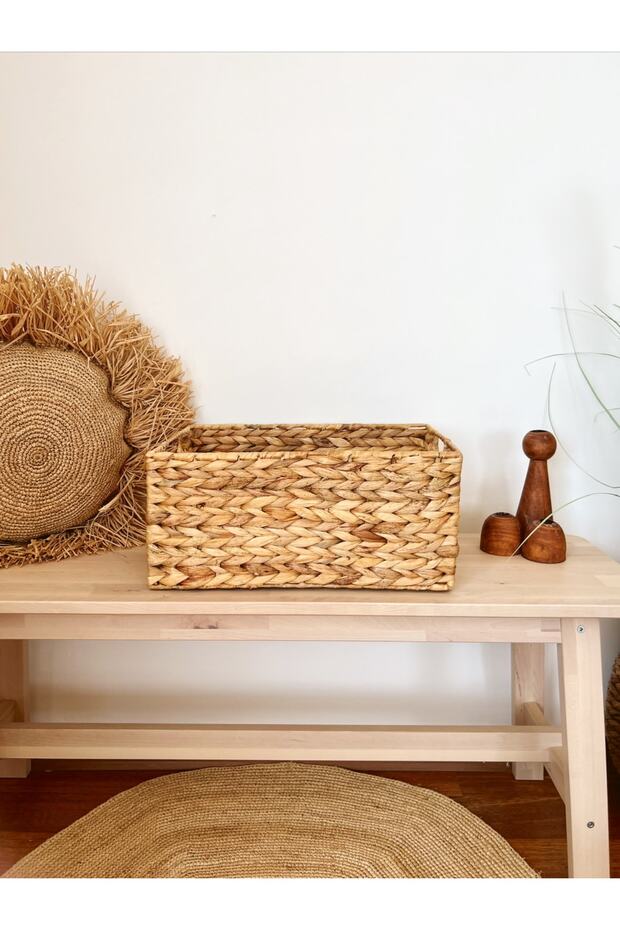 Wicker Water Hyacinth Rectangular 39X26X18Cm Organizer/Basket/Organizer
