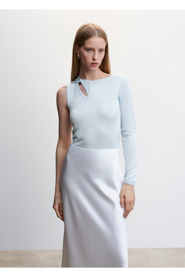 Asimetrik Ince Triko Kazak - 1