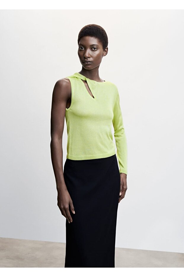 Asimetrik Ince Triko Kazak - 1