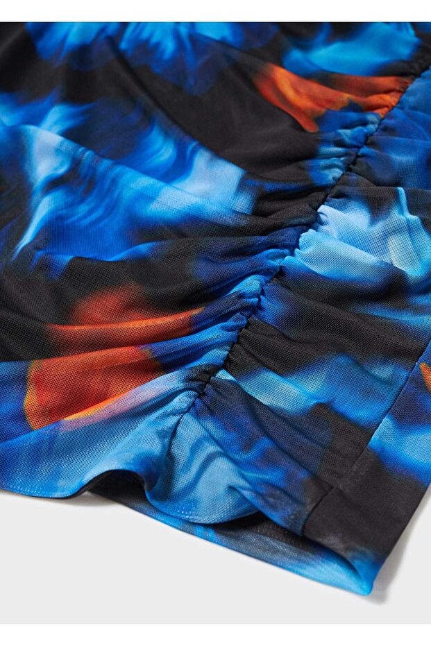 Büzgülü tül mini etek - 6