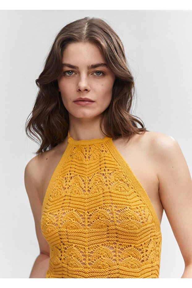 Halter Yakalı Kroşe Bluz - 6