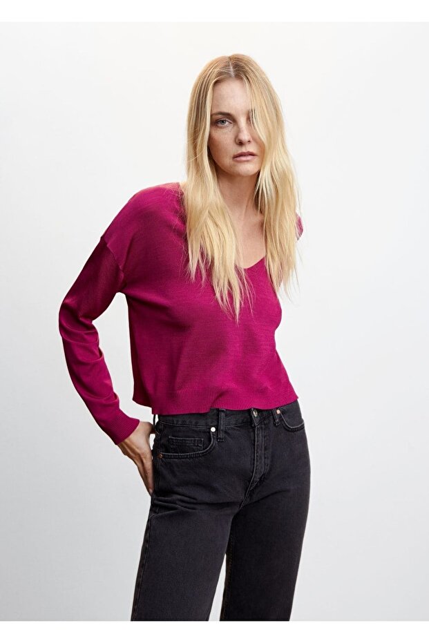 V Yaka Ince Triko Kazak - 1