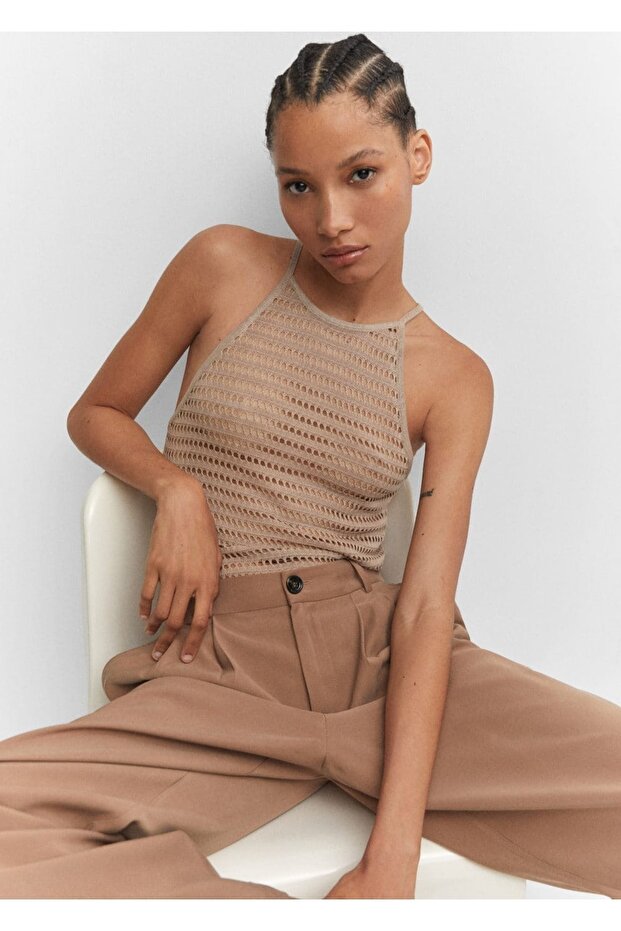 Halter Yaka Triko Bluz - 6