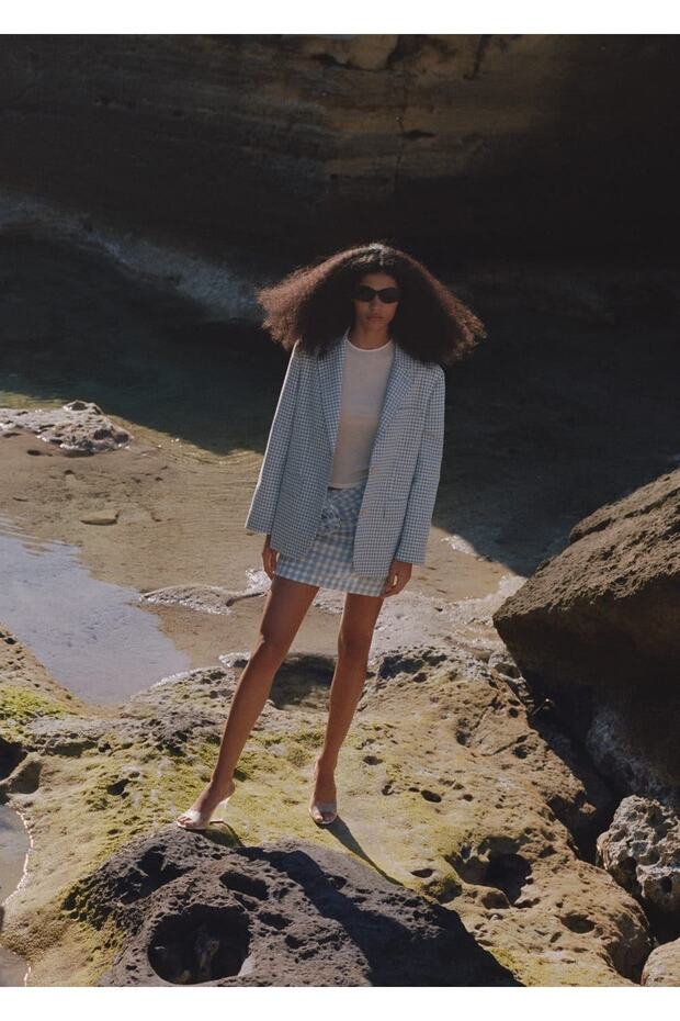 Gingham Blazer Jacket - 7