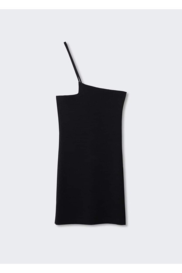 Asimetrik Yaka Elbise - 3