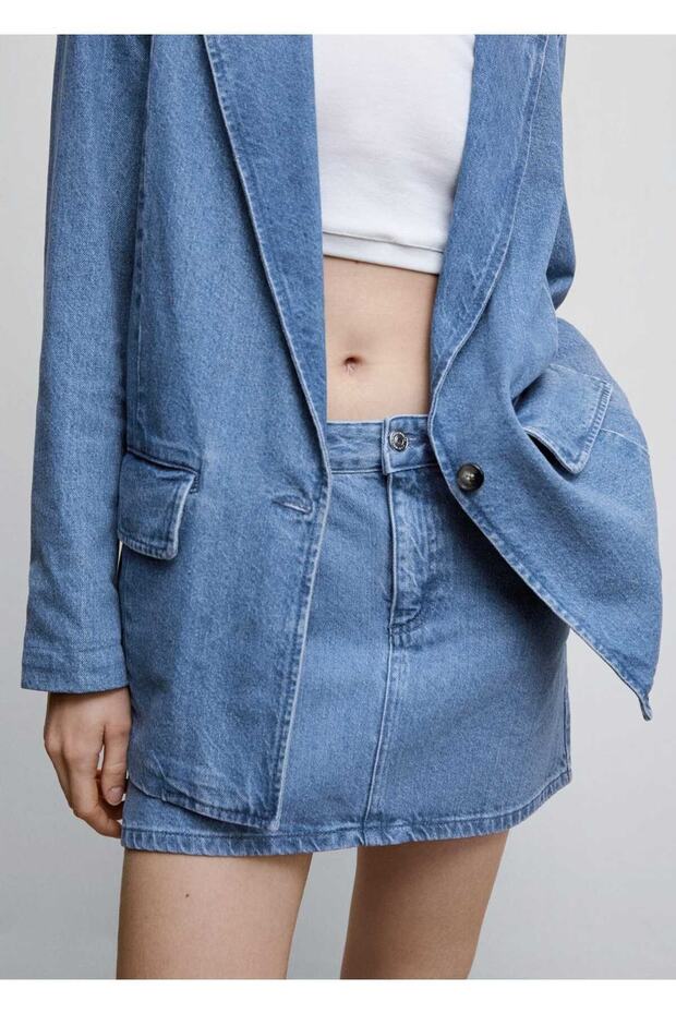 Denim Mini Etek - 1