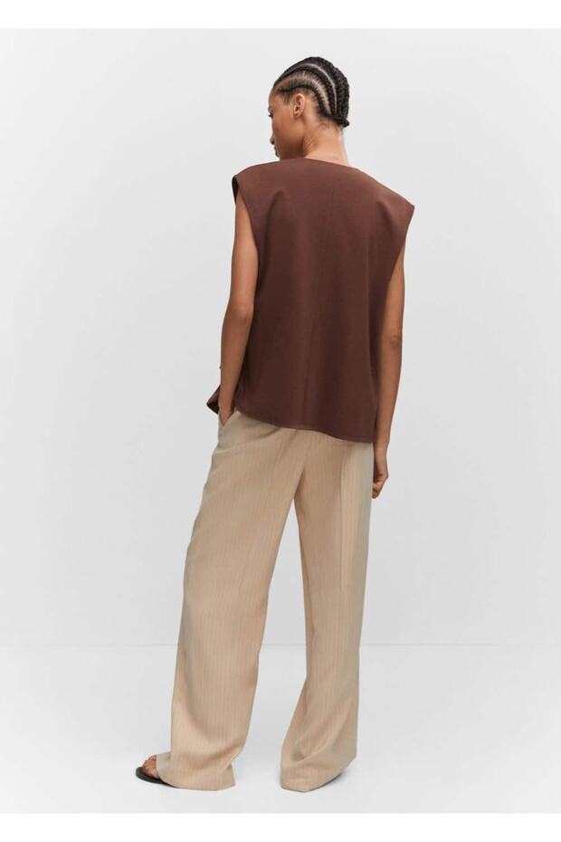 Düz Kesim Oversize Yelek - 4