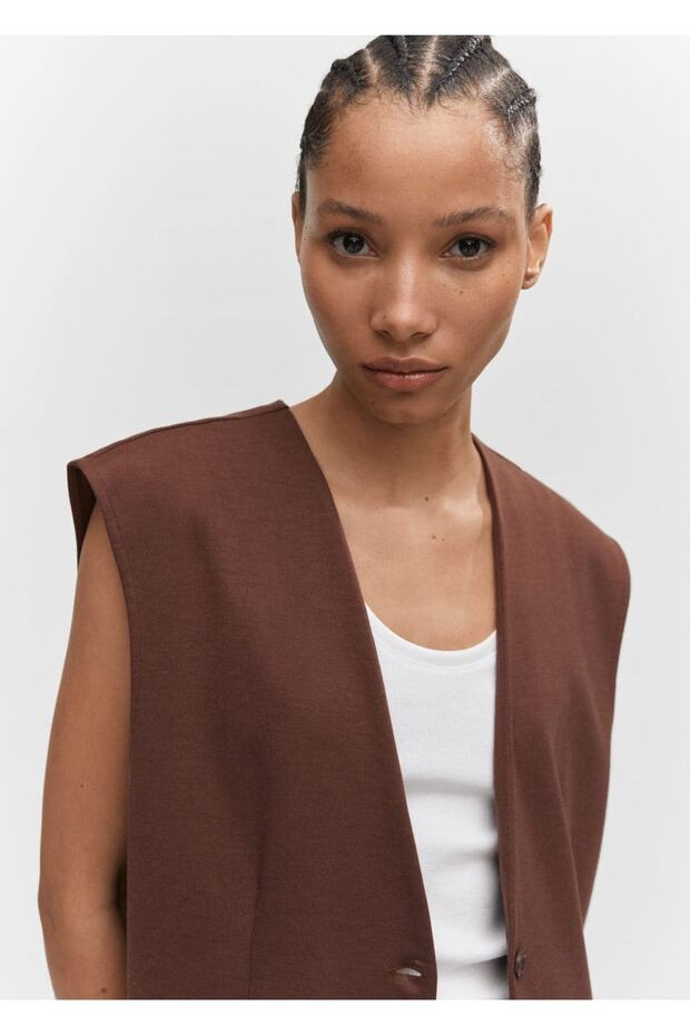 Düz Kesim Oversize Yelek - 6