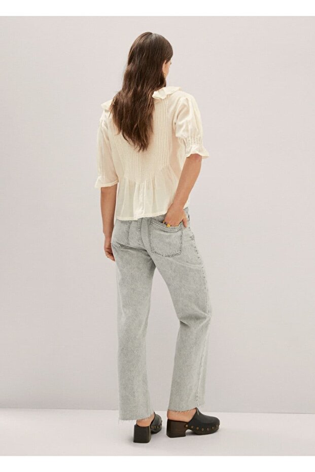 Yıpranmış Paçalı Wideleg Jean - 4