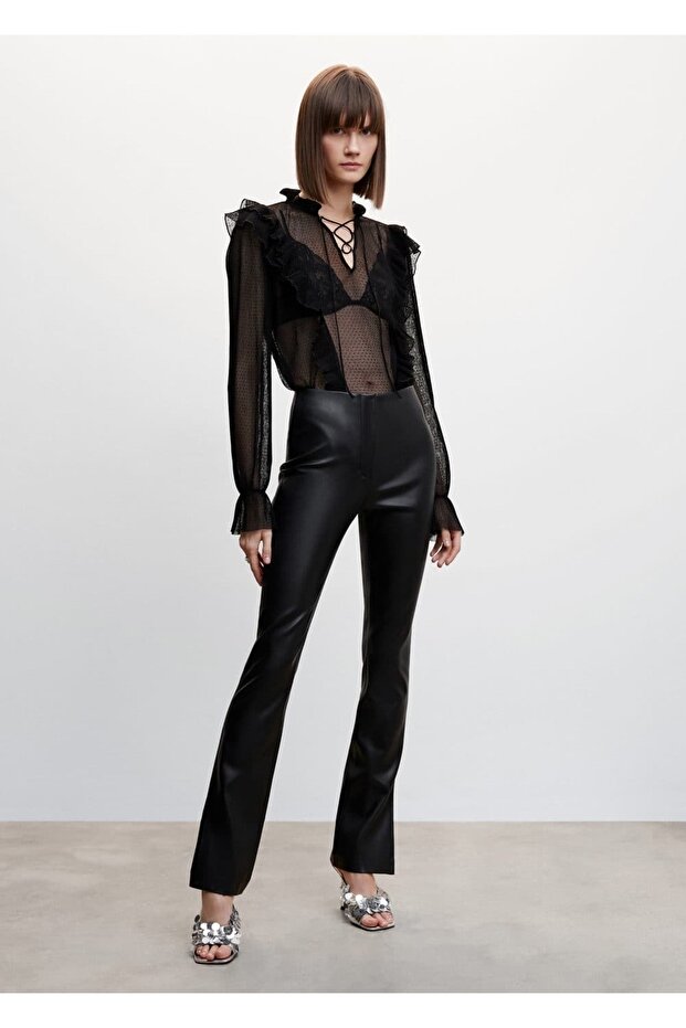 Deri Görünümlü Pantolon - 2