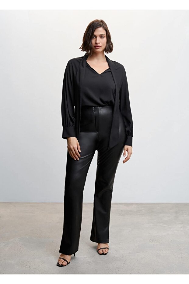 Deri Görünümlü Pantolon - 8