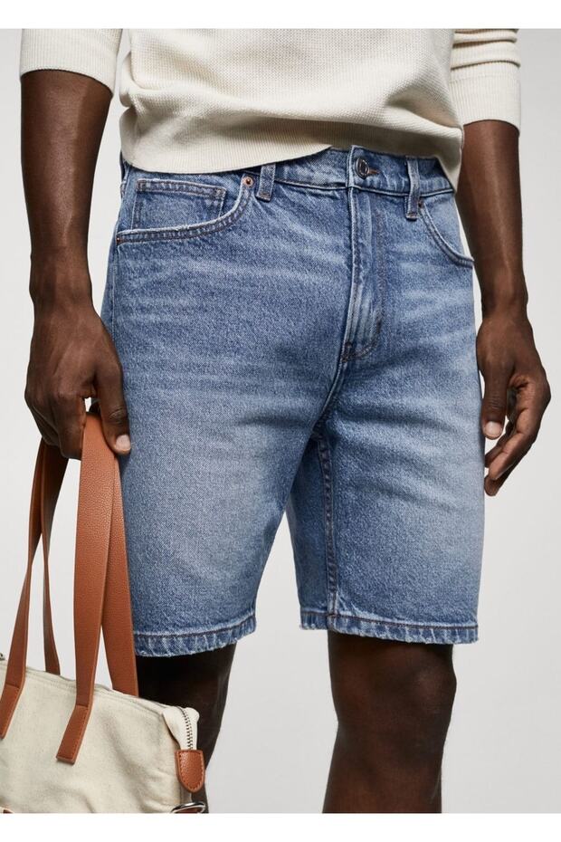 Regular fit denim bermuda şort - 5