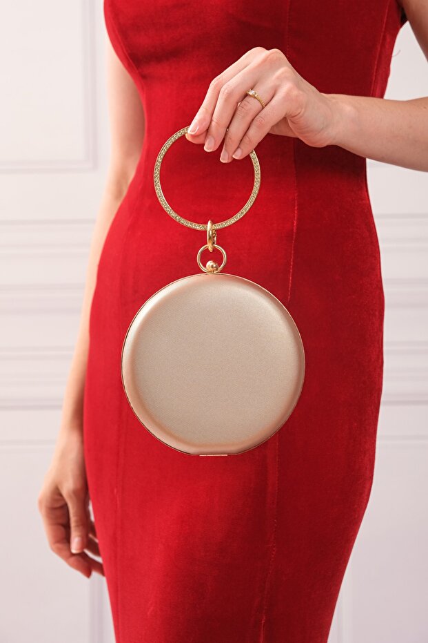 Women's Powder Fabric Round Evening Dress Evening Bag