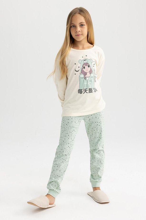 Kız Çocuk Baskılı Uzun Kolu Pijama Takımı A7592a823au - 1
