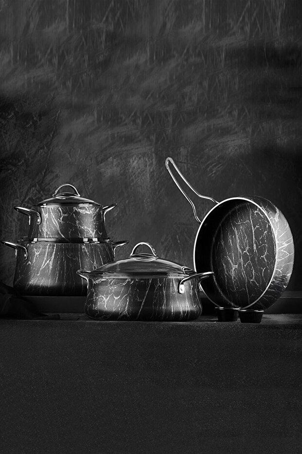 7 Parça Marble Platin Tencere Seti - 1