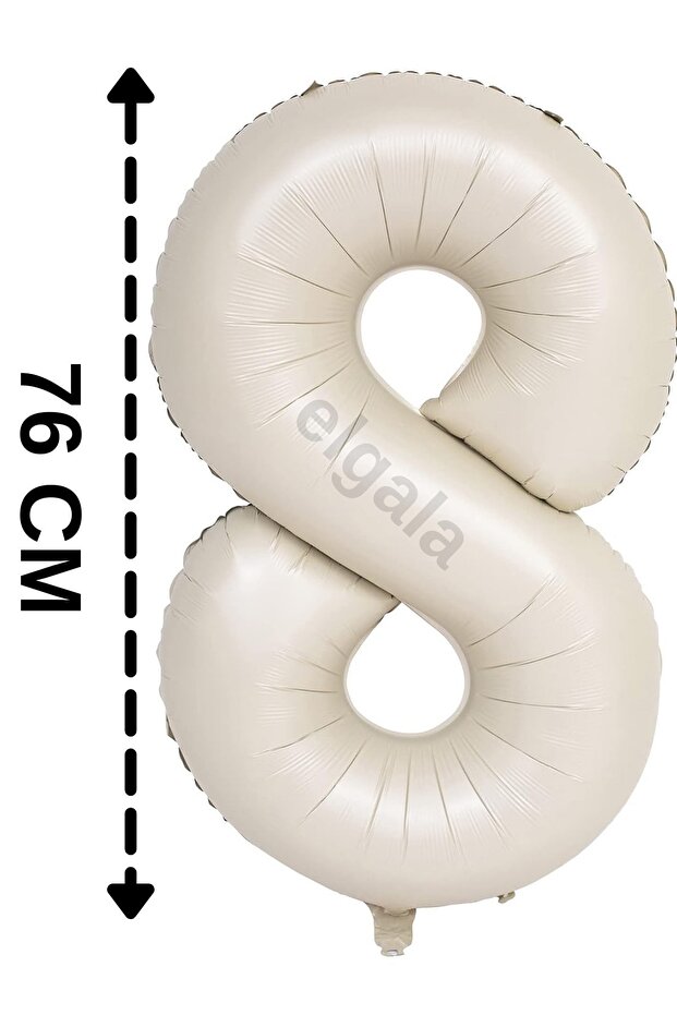 Foil Balloon Number 8 Helium Balloon 76 cm Cream Color