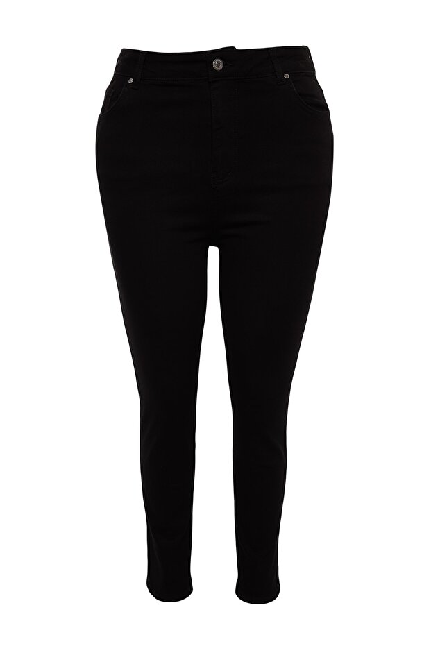 Siyah Yüksek Bel Esnek Büyük Beden Skinny Jeans TBBSS22JE0189 - 6