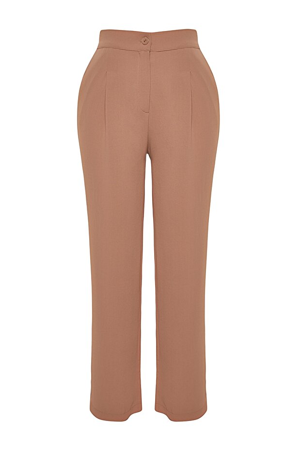 Vizon Mevsimlik Lastikli Yüksek Bel Pileli Wide Leg Dokuma Pantolon TBBSS22PL0448 - 9